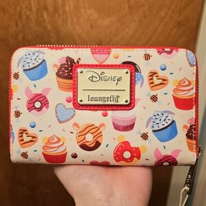 Disney Loungefly Cream Wallet with Pink, Blue & Orange Pastry Print